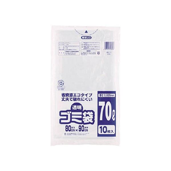 (まとめ) ワタナベ工業 透明ゴミ袋(再生原料タイプ) 70L U-70 1パック(10枚) 【×30セット】