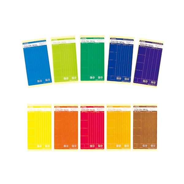 (まとめ)ライオン事務器 カラーシール 色込LC-21 1パック(10色セット) 【×10セット】