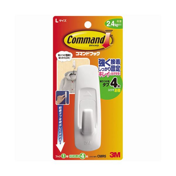 (まとめ) 3M コマンドフック L オフホワイト フック1個+タブ4枚 CMR5 1パック 【×30セット】