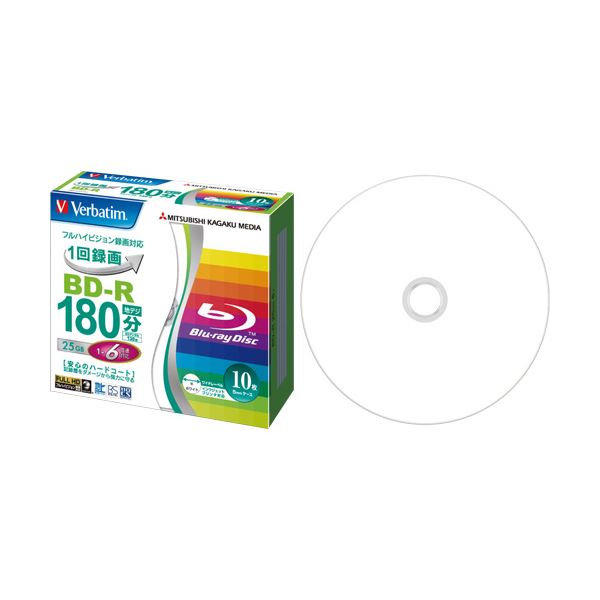 (まとめ)バーベイタム 録画用BD-R 130分1-6倍速 ホワイトワイドプリンタブル 5mmスリムケース VBR130RP10V1 1パック(10枚) 【×5セット】