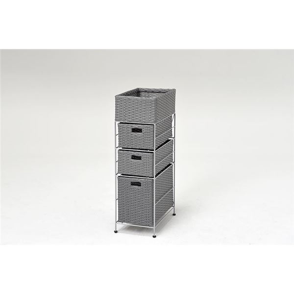 ランドリーラック 約幅25.5×奥行40.5×高さ80cm グレー 引き出し式 洗濯かご付き スチール ランドリー収納 脱衣所【代引不可】