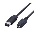 (まとめ)エレコム IEEE1394ケーブル4pinオス-6pinオス ブラック 1m IE-461BK 1本【×5セット】(2)