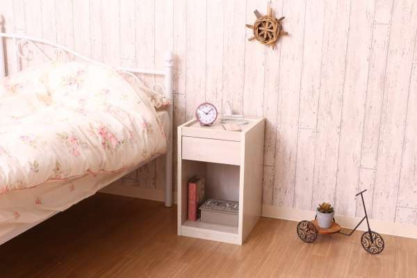 サイドテーブル ナイトテーブル ベッド コンセント付き スリム コの字 安い 北欧 おしゃれ コンセント 収納 引き出し 木製 [3]