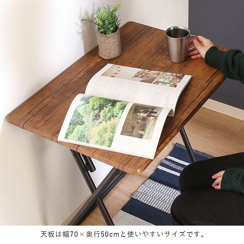 デスク 椅子 チェア セット 折りたたみテーブル イスセット 折りたたみ 折り畳みテーブル 軽い 幅70 パソコンデスク 机 イス テーブル 折り畳み 折りたたみデスク ハイテーブル テレワーク おしゃれ 奥行50 高さ70 在宅ワーク パソコン スリム 一人用 折り畳みデスク [2]