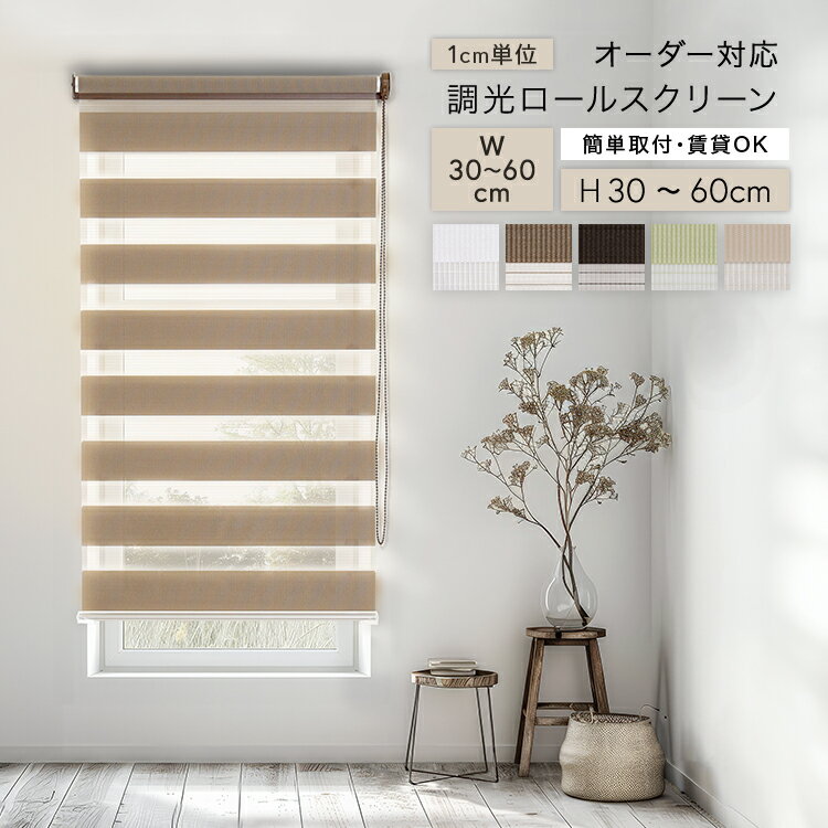 ロールスクリーン オーダー 調光 遮光 カーテンレール ロールカーテン 遮熱 天井付け ブラインド サンシェード 日よけ 目隠し ブラインドカーテン 取り付け 簡単 賃貸 穴あけ不要 カーテン 日本製 天井 窓 おしゃれ 北欧 遮光ブラインド 幅30～60cm×高さ30～60cm