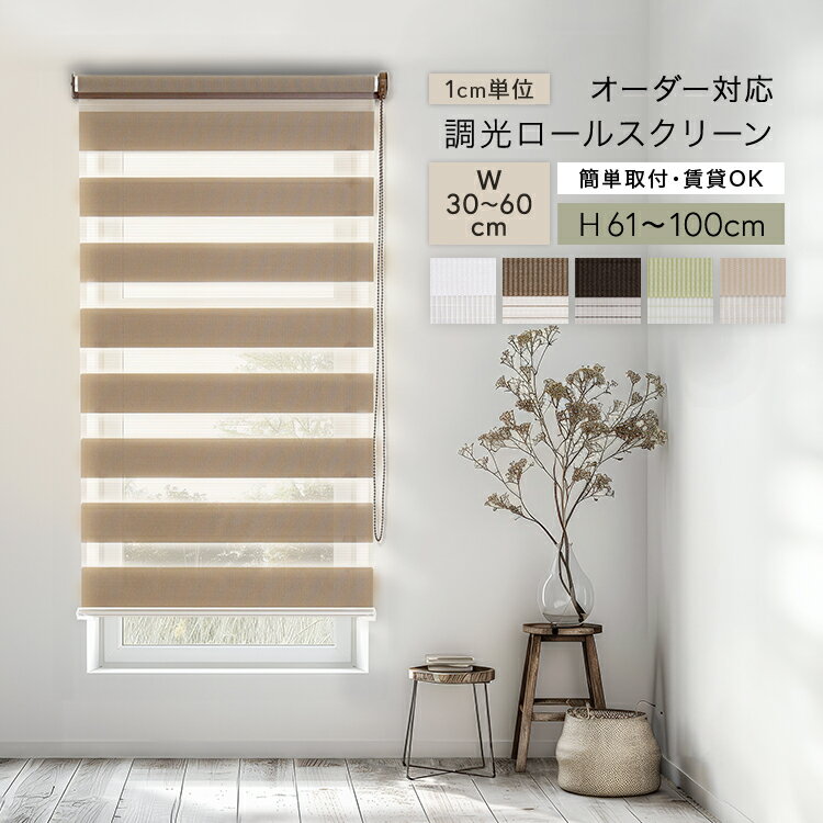 ロールスクリーン オーダー 調光 遮光 カーテンレール ロールカーテン 遮熱 天井付け ブラインド サンシェード 日よけ 目隠し ブラインドカーテン 取り付け 簡単 賃貸 穴あけ不要 カーテン 日本製 天井 窓 おしゃれ 北欧 遮光ブラインド 幅30〜60cm×高さ61〜100cm