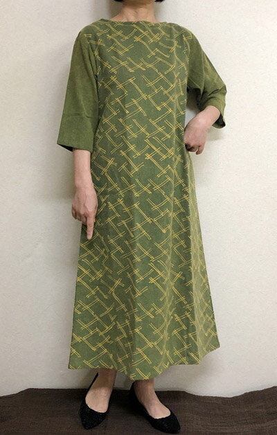 슬림 감각 팬자비 드레스 바람 진행! 그린 면 100% 30대.40대.50대.60대.70대를 위한 개성파 수석 레이디스 패션