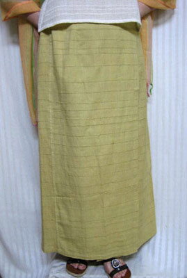 Rakuten - 巻きスカート感覚のロングセミタイト黄色系綿100% やせて見える30代.40代.50代.60代.70代のための個性派シニア・レディースファッション