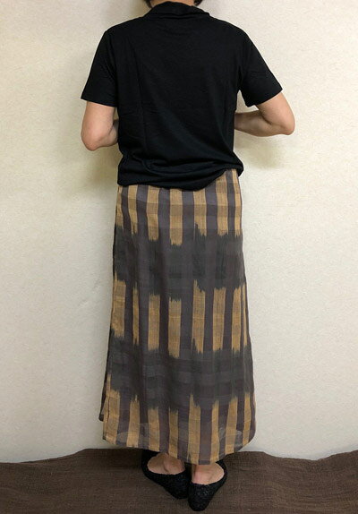 【送料無料】爽やか夏の絣スカート シースルーブラウン 綿100% ゆったりサイズ40代.50代.60代.70代 個性派シニア ミセス レディースファッション qalamkali-10003837 からむかりネット通販 サンプル画像2
