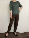 【送料無料】チュニック人気の立役者ゆったりスパッツ パンツ上質Tシャツ綿素材 明るい茶40代.50代.60代.70代 個性派シニア ミセス レディースファッション