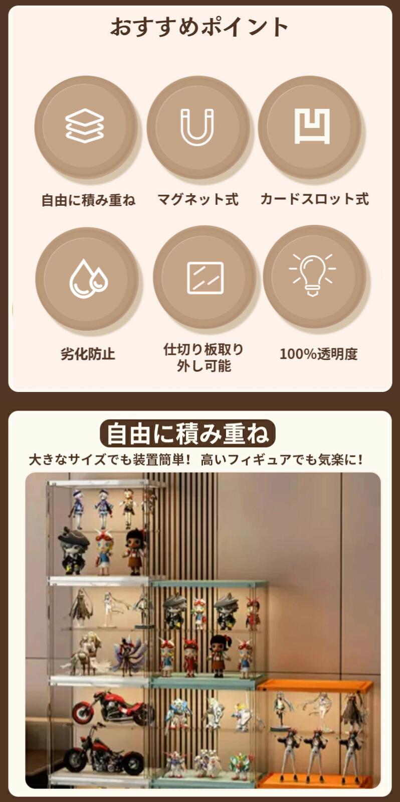 キューアンドキューQQのフィギュアケース 収納 高品質 コレクションケース コレクション ボックス クリアケース 透明展示ケース 積み重ね可能 扉付き 組み立て式 透明 アクリル コレクションケース コレクションボックス アクリルケース｜アングル3