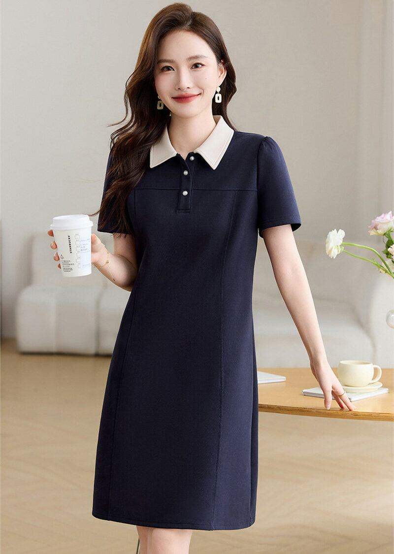ポロワンピース ポロシャツワンピース ポロワンピ 春夏 ワンピース レディース シャツワンピース フレアシルエット ミモレ丈 大人 ポロシャツ ワンピース 大き...