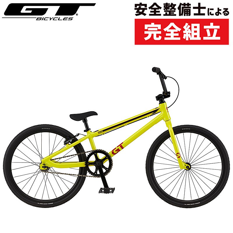 ◆GT（ジーティー） トリプルトライアングルがアイデンティティーのGT。 BMXから始まったその歴史はMTBを経てオフロード用のスポーツバイクを得意とするブランドになりました。 ワールドクラスのレースに数多くのモデルを投入しており、開発力の高さからMTBではそのジャンルをリードするブランドとして位置づけられています。 近年ではMTBで培った技術を生かしグラベルロードの分野でも他にはない魅力的な自転車を生み出しています。■GTの原点であり、常に伝説を刻み続けるBMXGTの歴史はBMXレーサーから始まった。マッハワンはその伝統の最先端だ。BMXレースに最適化されたジオメトリーのフレームを最新の技術を用いて作られている。手軽に購入できる価格も魅力だ。■丈夫なアルミフレームライダーのパワーを余すところなく伝える、丈夫な6061-T6 アルミニウム製フレーム。■クロモリ3ピースクランククランクは激しいライディングにも耐えうる頑丈なクロモリ3ピース式。■リアVブレーキサイフを気にせずに思い切りライディングできるように、リアはコストを押さえ軽量なVブレーキ仕様。メンテナンスも容易。■スペック ●重量： n/a ●フレーム： GT Mach One Race MK2、6061-T6 アルミニウム、Euro BBリバースドロップアウト、1-1/8″インテグレーテッドヘッド ●フォーク： GT BMX Race、ハイテンスチール、1 1/8″コラム、3/8"ドロップアウト ●ヘッドセット： 1-1/8″ インテグレーテッド デザイン、45X45°シールドベアリング ●ステム： GT Top Load、コラムクランプ1-1/8″、ハンドルクランプ 22.2、40mm ●ハンドルバー： GT Race、スチール ●クランク： GT アルミニウム 鍛造 3ピース、165mm、スクエアテーパー、38T ●BB： Euro シールドベアリング ●チェーン： KMC S1 ●スプロケット： フリーホイール、16T ●ブレーキレバー： アルミニウム ●ブレーキ： （F）キャリパー、（R）アルミニウム Vブレーキ ●サドル： GT Uni Mini ●シートポスト： 22.2mm　インテグレーテッド ●リム/ホイール： アルミニウム、ダブルウォール、28h ●ハブ： スチール、3/8″アクスル、Flip Flop スレッド ●タイヤ： Kenda Race、20 x 1-3/8” ●アクセサリー： GT ロープロファイル FS フラットペダル■ジオメトリー※パーツやロゴのカラー等のデザインや仕様は予告なく変更となり、商品情報及び画像と異なる場合がございます。あらかじめご了承ください。