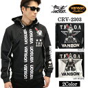 SALE VANSON×CROWS×WORST バンソン 武装戦線 デスラビット 三層ストレッチパーカー crv-2303