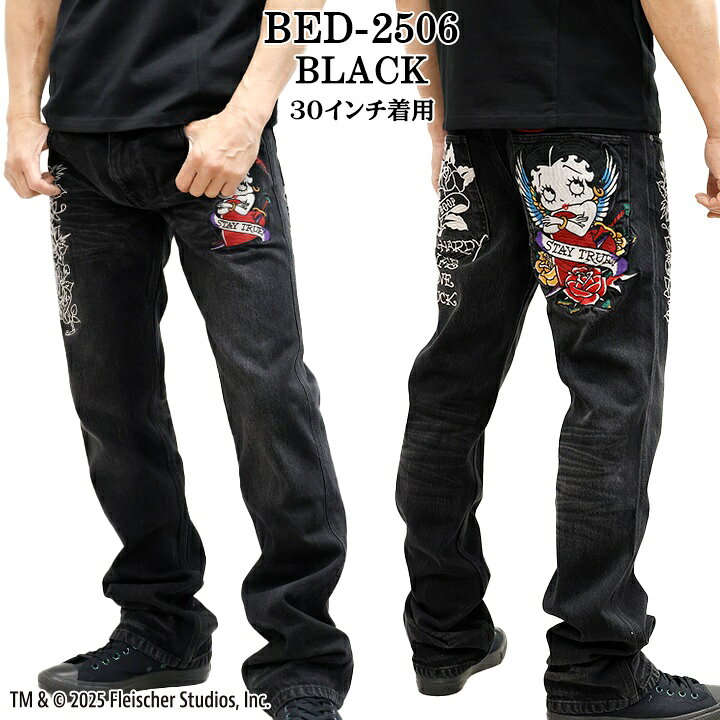 ビックスマーケットの[SALE]Ed Hardy×BETTY BOOP エドハーディー ベティ コラボ 刺繍 デニムパンツ ジーンズ ボトム bed-2506｜アングル2