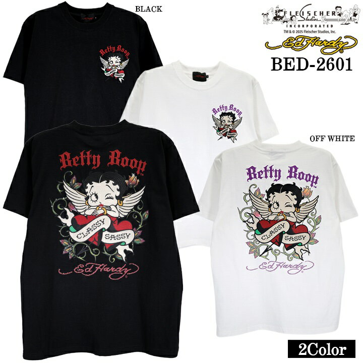 Rakuten - Ed Hardy BETTY BOOP TEE S/S T-SHIRT エドハーディー ベディ コラボ 天竺 刺繍 半袖Tシャツ bed-2601