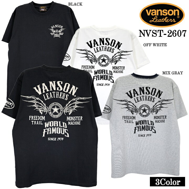 VANSON TEE S/S T-SHIRT バンソン 天竺 半袖 Tシャツ nvst-2607