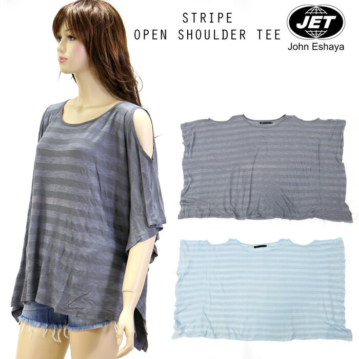 ジェット Stripe Open Shoulder Tee ストライプ オープン ショルダー カットソー 330SOS