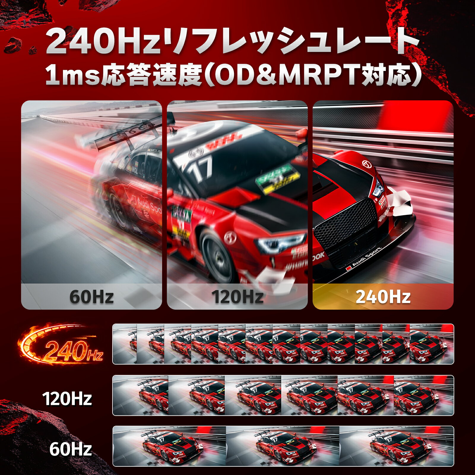 SS限定特価中【春新着＆3+2年保証】ゲーミングモニター 240Hz モニター 23.8インチ FHD 1080p 高性能 pcモニター 100%sRGB広色域 400nit高輝度 1ms応答 パソコンモニター VESA対応 狭額縁 薄型 FreeSync/HDR/OD/MPRT/チルト/スピーカー 非光沢IPSパネル ディスプレイ cocopar - Image 3