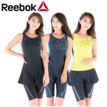 REEBOK リーボック レディース フィットネス 水着 ウェア　346904 346-904 セパレート タンキニ 股上深め 体型カバー ジップ パット付き スイミング プール アクアビックス トレーニング 3点　セット　ラッシュガード　ジム　スポーツ　ダイエット