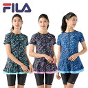 FILA フィラ レディース フィットネス 水着 ウェア 2点セット めくれ防止 313212 313-212 セパレート 体型カバー パット付き スイミング プール アクアビックス トレーニング 大きいサイズ ジム 海水浴 ヨガ スポーツ ダイエット