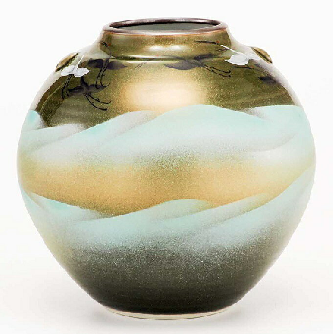 Interior Accessories - 日本の伝統工芸品【九谷焼】5.5号花瓶　鶴連山　耳付