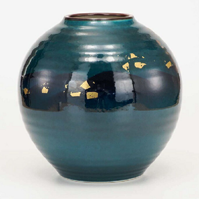 Rakuten - 日本の伝統工芸品【九谷焼】6号花瓶　釉彩金箔連山