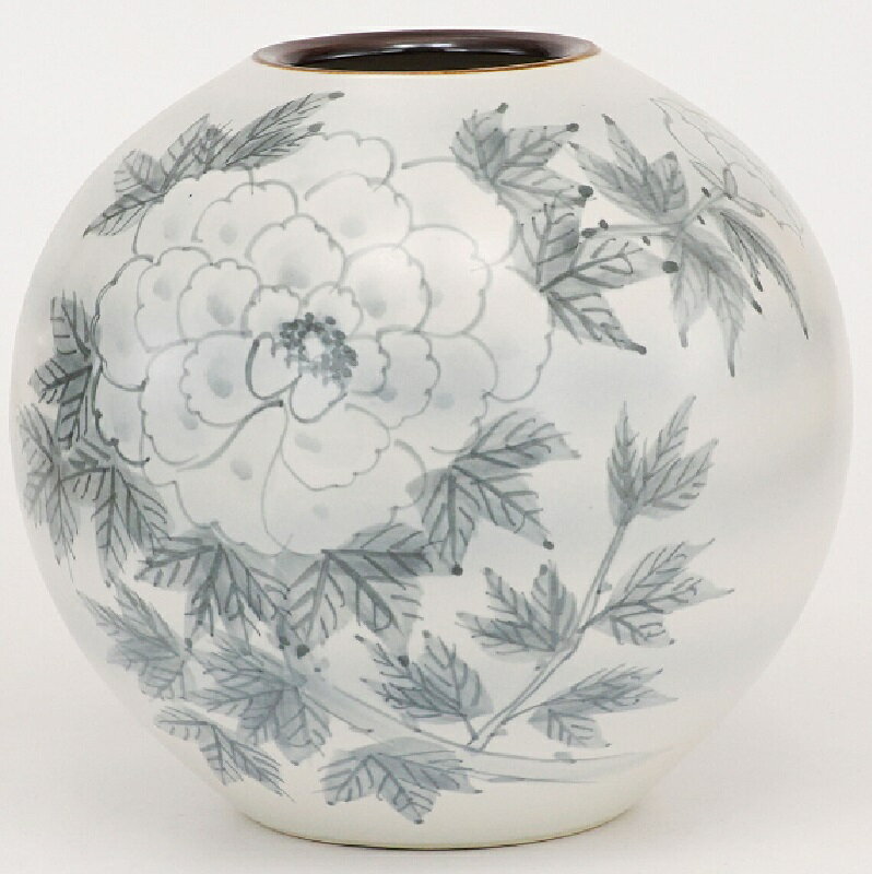 Crystal Products - 日本の伝統工芸品【九谷焼】7号花瓶　吹墨牡丹