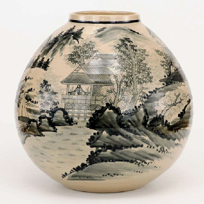 日本の伝統工芸品【九谷焼】9号花瓶　染付山水
