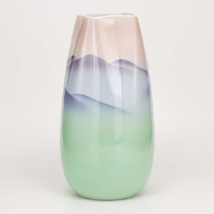 日本の伝統工芸品【九谷焼】10号花瓶 色釉連山
