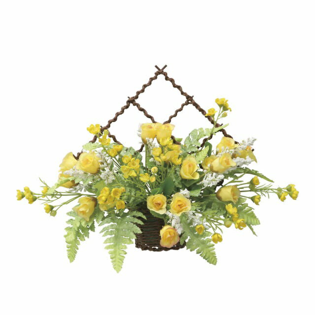 Rakuten - インテリア フェイクアートフラワー・造花 壁掛けミニローズY-27cm- 光触媒加工（V-CAT）フラワータペストリー
