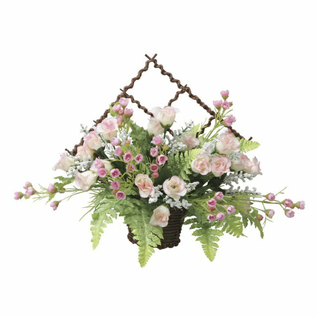 インテリア フェイクアートフラワー・造花 壁掛けミニローズP-27cm- 光触媒加工（V-CAT）フラワータペストリー