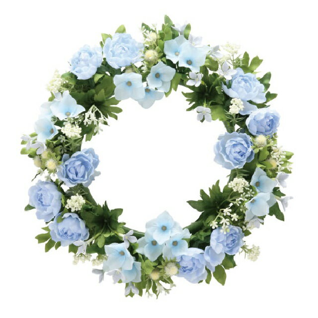 インテリア フェイクアートフラワー・造花 ローズリースBL-28cm- 光触媒加工（V-CAT）フラワータペストリー