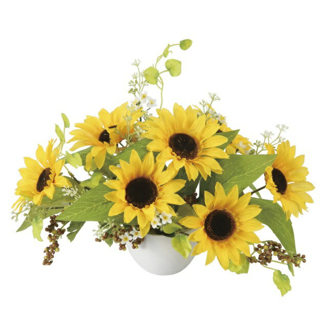 Flower Arrangements - インテリア フェイクアートフラワー・造花 サンフラワー-23cm- 光触媒加工（V-CAT）テーブルタイプ