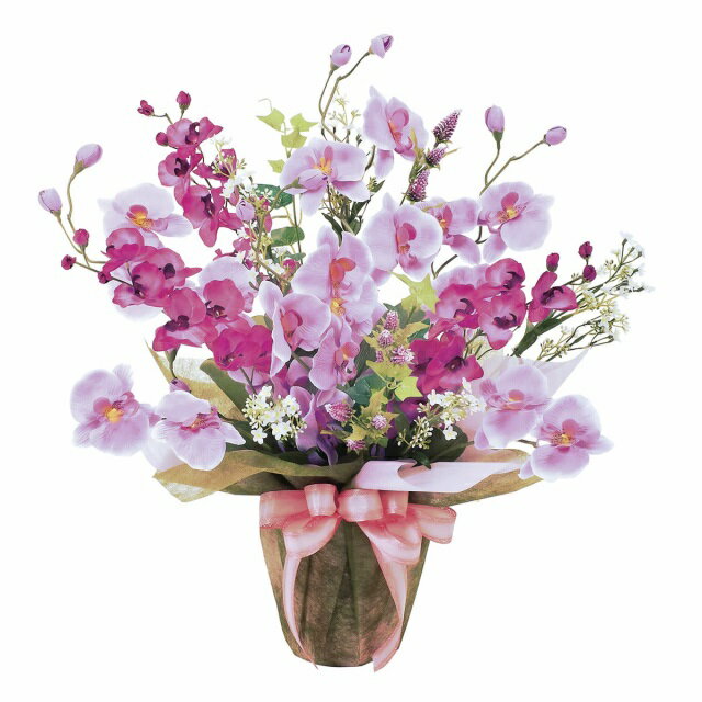 インテリア フェイクアートフラワー・造花 ツインコチョウラン-60cm- 光触媒加工（V-CAT）テーブルタイプ