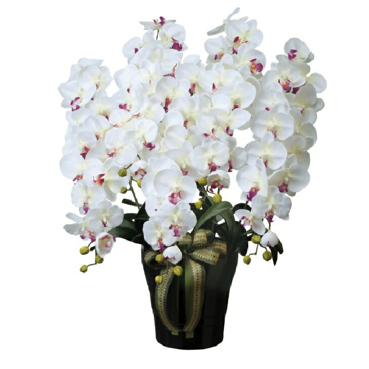 盆花 - インテリア フェイクアートフラワー・造花 ロイヤル胡蝶蘭5本立W/AB -76cm- 光触媒加工（V-CAT）花径(最大)11.5cm 花13輪 つぼみ4個