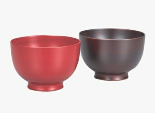 日本製山中漆器 夫婦汁椀桜 筒型 朱塗/溜塗