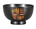 山中漆器 木製汁椀 風車 黒塗(輸入加工品)