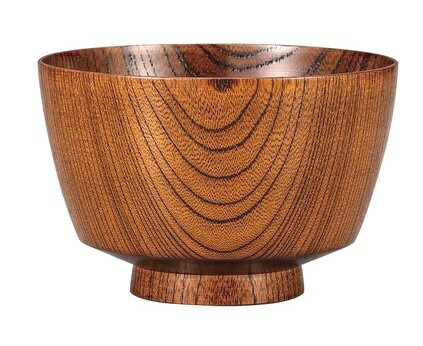 日本製山中漆器　木製汁椀 3.7欅(ケヤキ）　胴張汁椀　茶摺