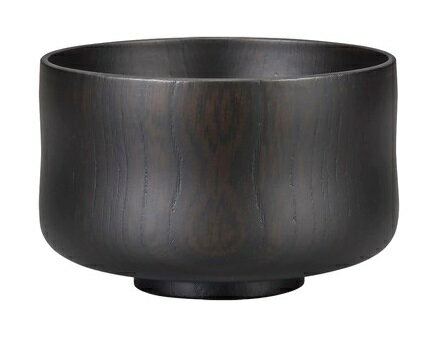 日本製山中漆器 茶椀/飯碗　欅(ケヤキ）楽形黒（野点や食器や器にも最適）