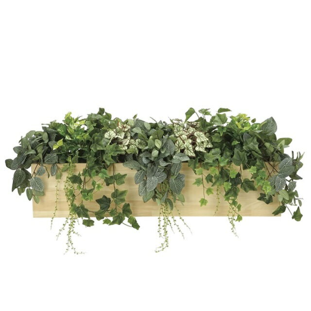 インテリア フェイクグリーン・人工観葉植物 ウッドボックスL 光触媒加工（V-CAT）