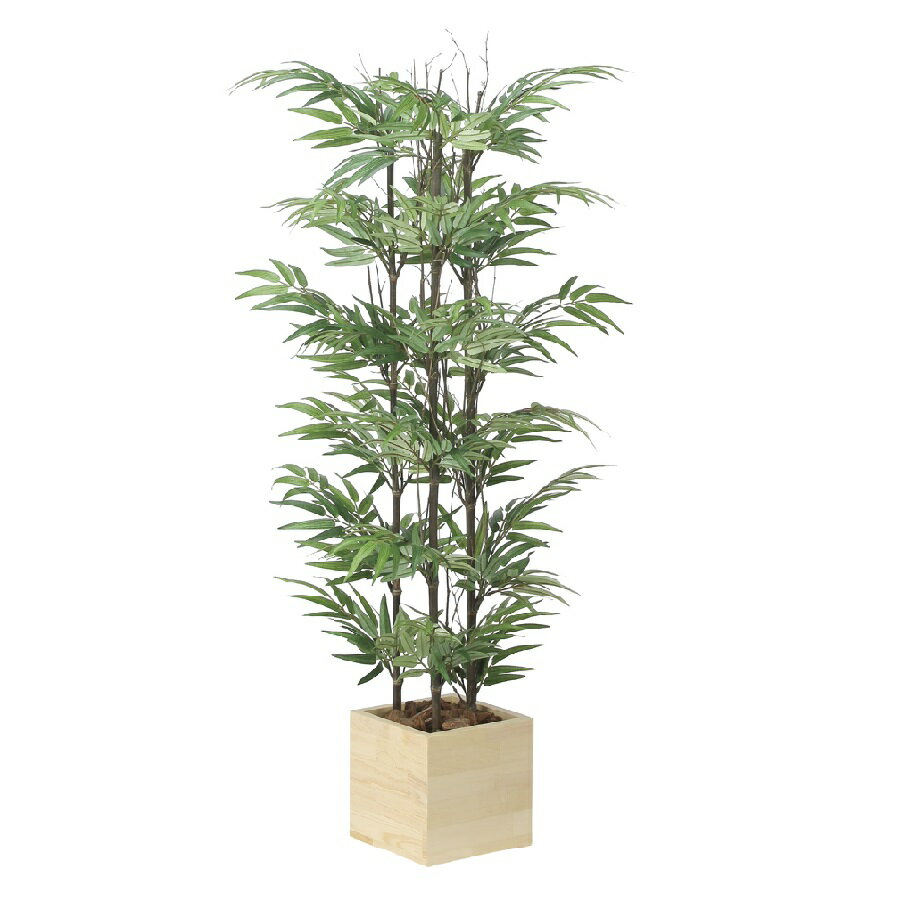 Rakuten - インテリア フェイクグリーン・人工観葉植物 ウッドボックス黒竹1.2m 光触媒加工（V-CAT）