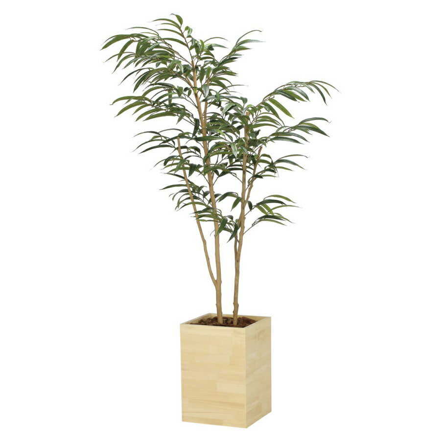 インテリア フェイクグリーン・人工観葉植物 ウッドボックスショウナンゴム1.8m 光触媒加工（V-CAT）