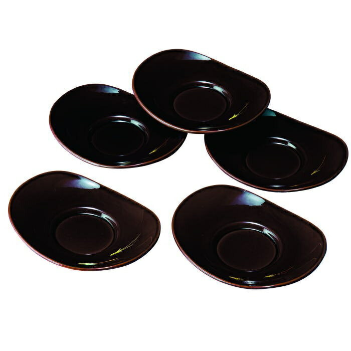Tea Saucers - 紀州漆器 4.5茶托 長角形 溜 松葉
