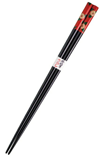 Rakuten - 会津漆器・会津塗 木製会津蒔絵箸 塗分うるし絵椿 (黒/朱)