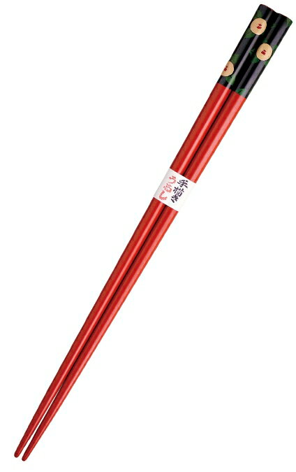 会津漆器・会津塗 木製会津蒔絵箸 塗分うるし絵椿 (黒/朱)