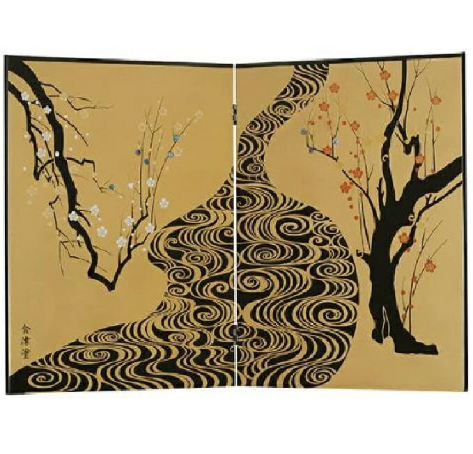Rakuten - 会津漆器・会津塗 雅屏風 大 光琳紅白梅
