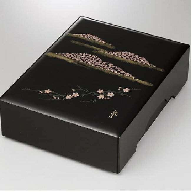 会津漆器・会津塗 黒 12.0 加伏文庫 手描き うるし蒔絵 遠山