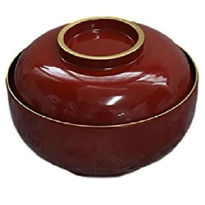 会津漆器・会津塗 4.5雑煮椀 金渕 (朱内黒)