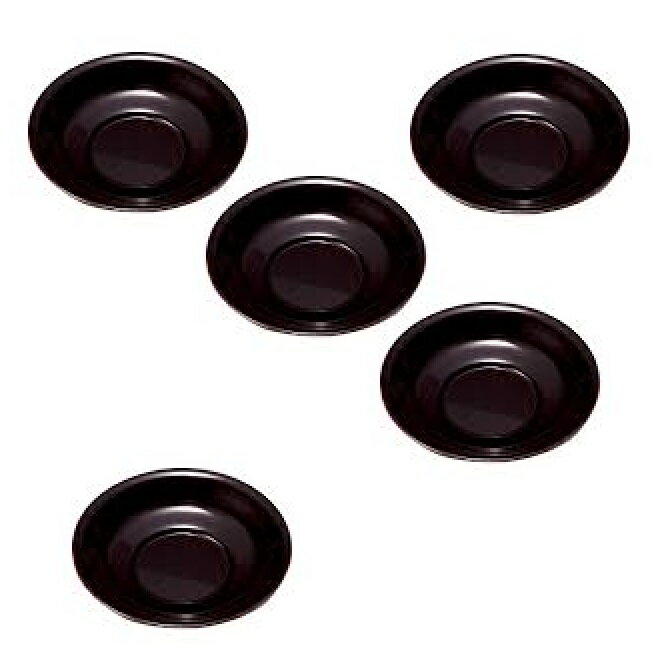 会津漆器・会津塗 溜 4.2百合茶托揃 (5枚入)